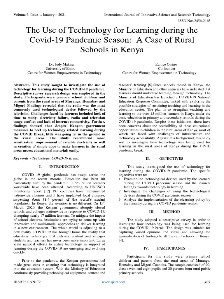 The Use of Technology For Learning During The Covid-19 Pandemic Season ...
