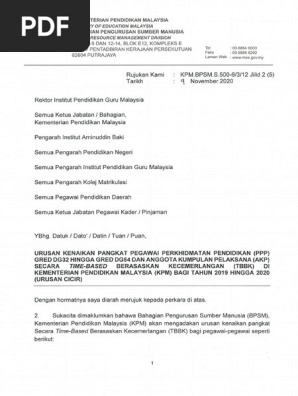 Surat Siaran Urusan Kenaikan Pangkat Tbbk Ppp Akp Bagi Tahun 2019 Dan 2020 Iklan Cicir Pdf