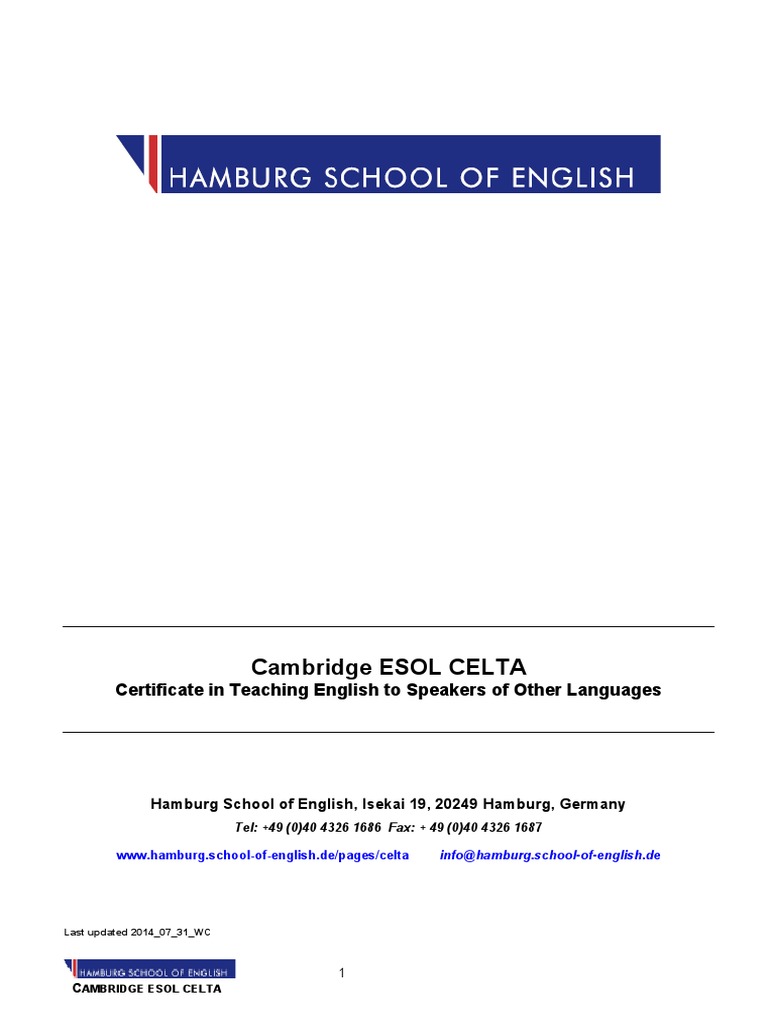 Cambridge ESOL CELTA: Certificate in Teaching English To Speakers of ...