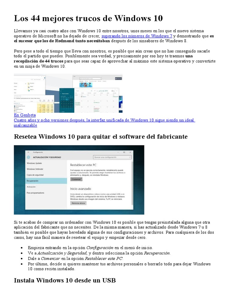 Los 44 Mejores Trucos de Windows 10 | PDF | Windows 10 | Microsoft Windows