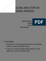 Controlling and Steps in Control Process: - Apoorva Kumar - Vishisht Soni - Jai Garkel - Arpit Tibrewal
