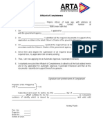 Affidavit of Completeness: Signature Over Printed Name of Complainant