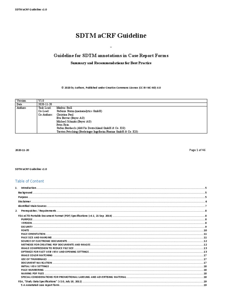【プロフ必読】ACRF SDTM aCRF Guideline: Guideline For SDTM Annotations in Case Report