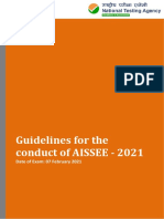 Guidelines For The Conduct of AISSEE - 2021: Date of Exam: 07 February 2021