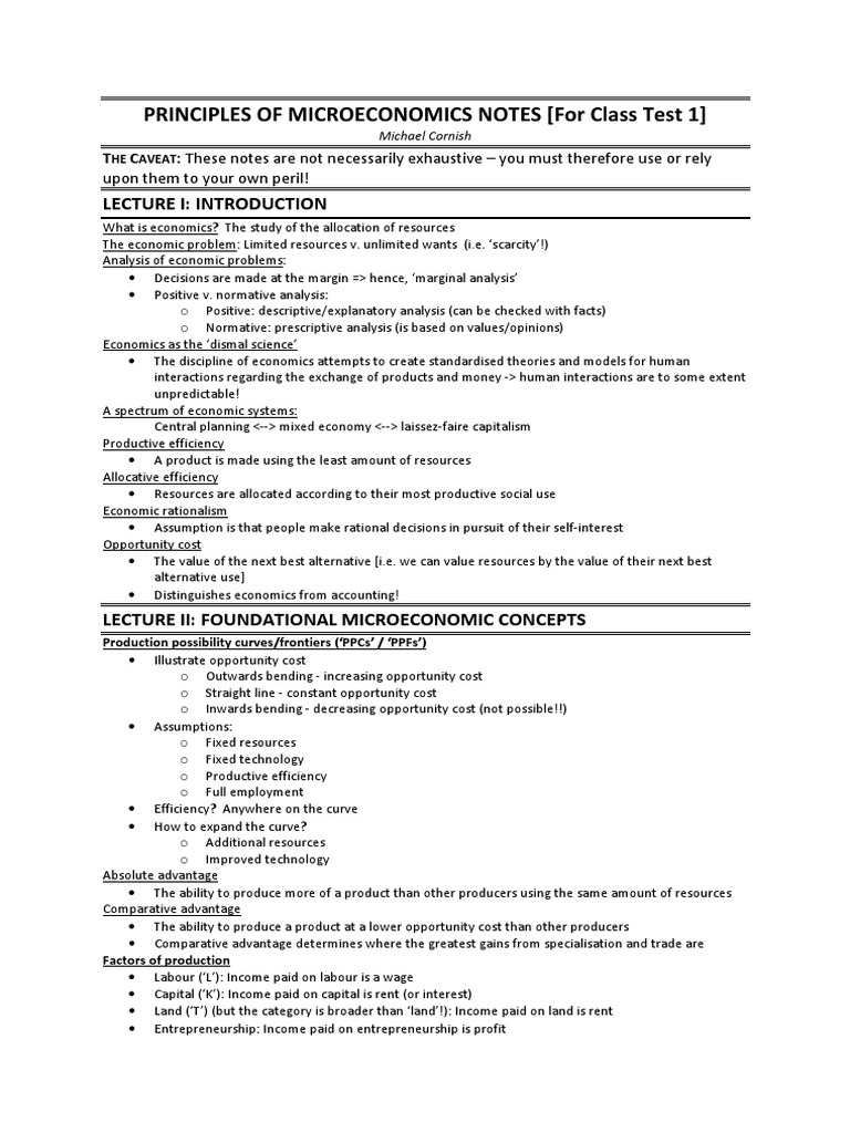 Microeconomics Principles Lecture Notes | PDF | Labour Economics | Demand