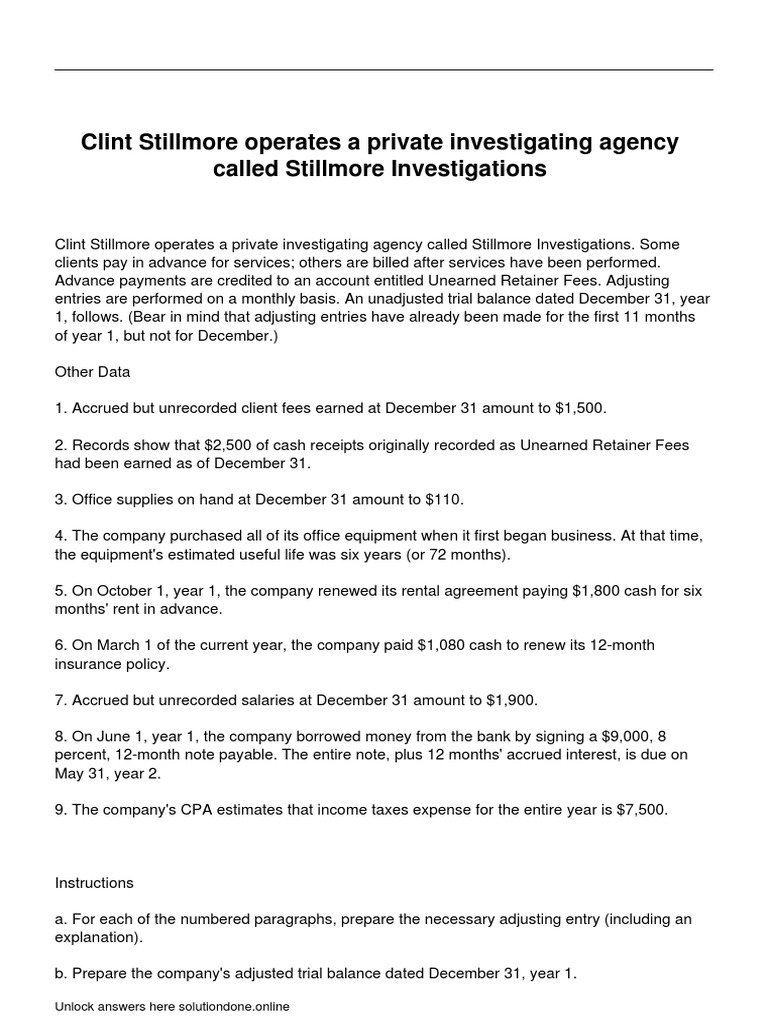 Clint Stillmore Operates A Private Investigating Agency Called