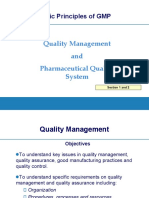 Basic Principles of GMP: Quality Management and Pharmaceutical Quality System