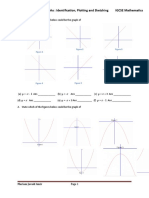 Worksheet Quadratic Graphs: Identification, Plotting and Sketching IGCSE Mathematics