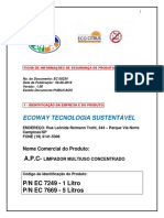 Limpador multiuso concentrado segurança ficha