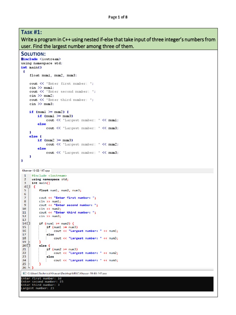 C++ Nested If-Else Programming Tasks | PDF | Teaching Mathematics ...