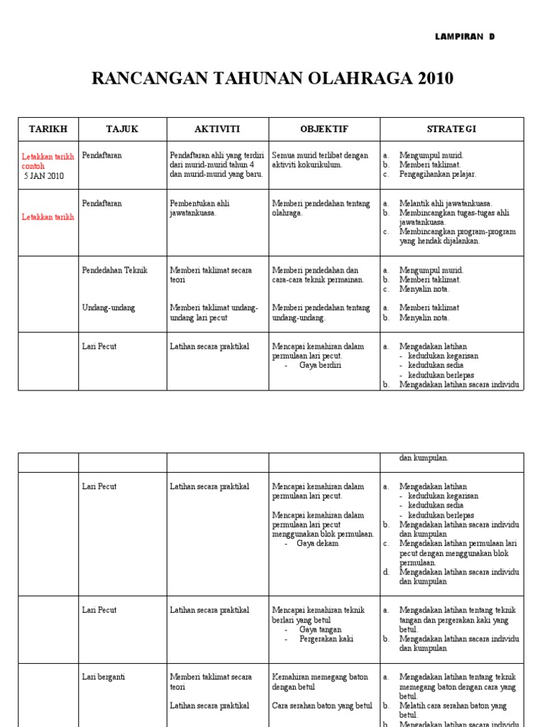 Rancangan Tahunan Olahraga Pdf