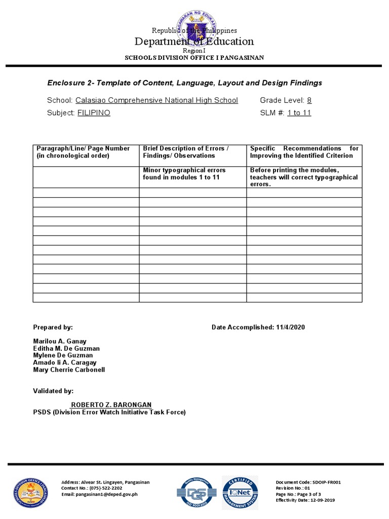 Content Review for Filipino Modules | PDF