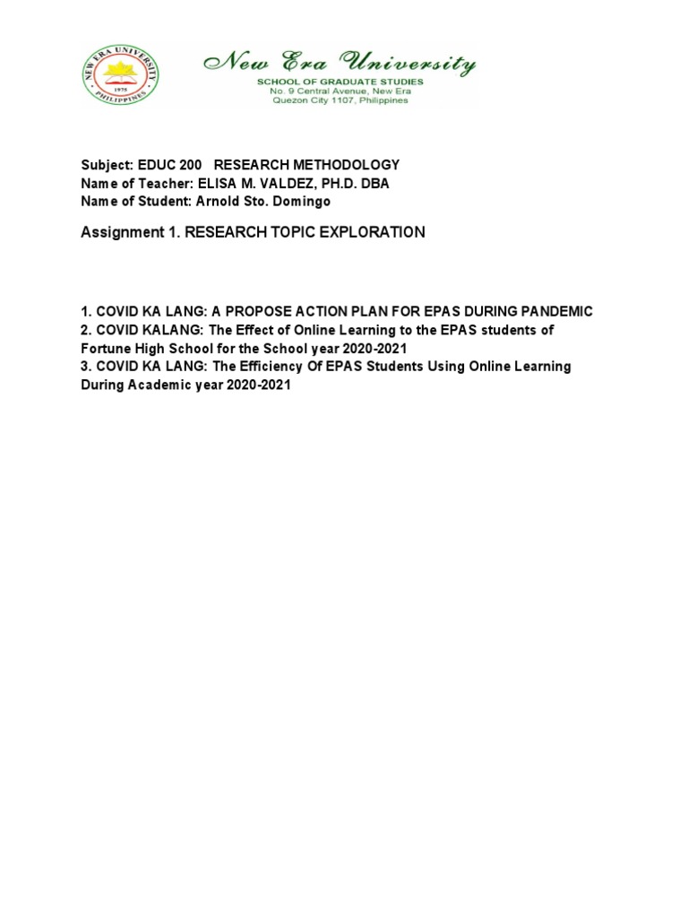 Assignment 1. Research Topic Exploration | PDF