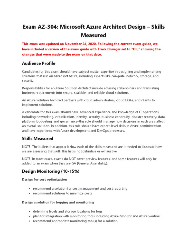 AZ-304 Exam Guide: Azure Architect Skills | PDF | Microsoft Azure ...