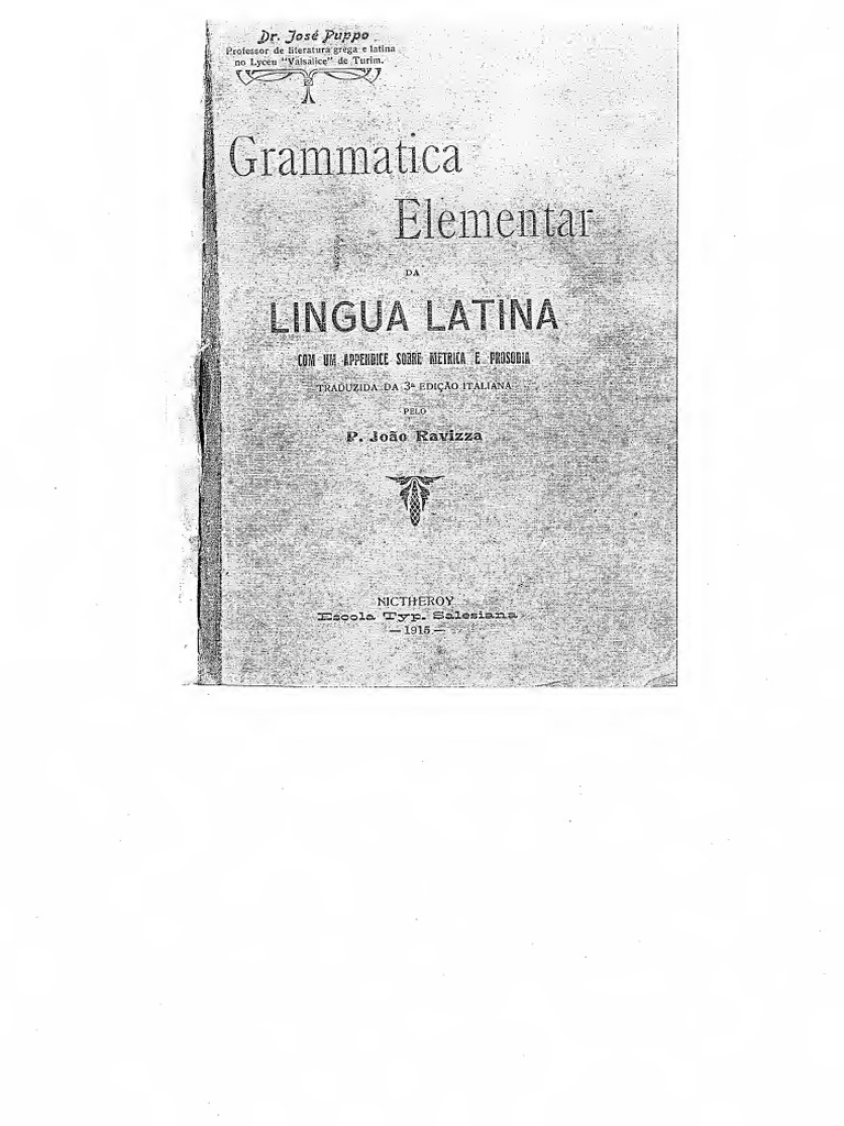 GrammaticaElementarDaLinguaLatina Text PDF Latim Assunto (gramática)