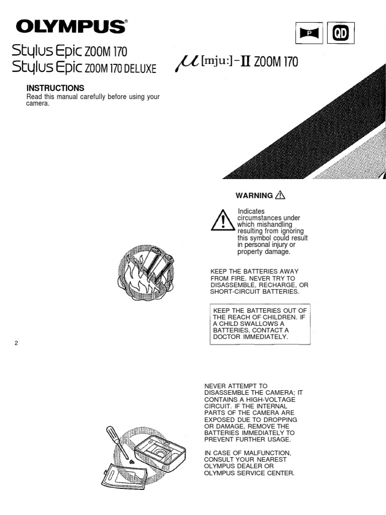 Olympus Mju II User Manual | PDF | Flash (Photography) | Camera