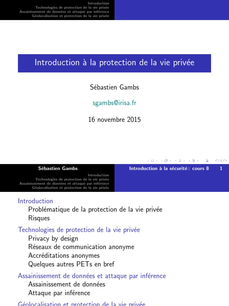 Introduction à la protection de la vie privée | PDF | Confidentialité ...