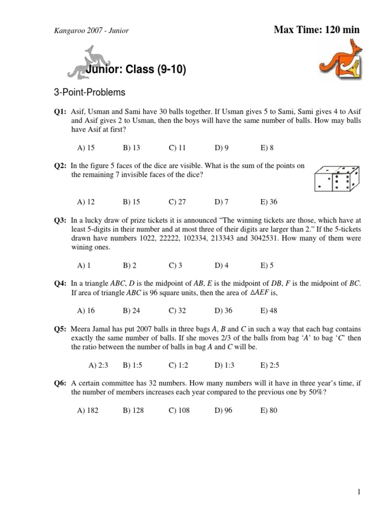 Math Challenge for Junior Students | PDF | Area | Euclidean Geometry