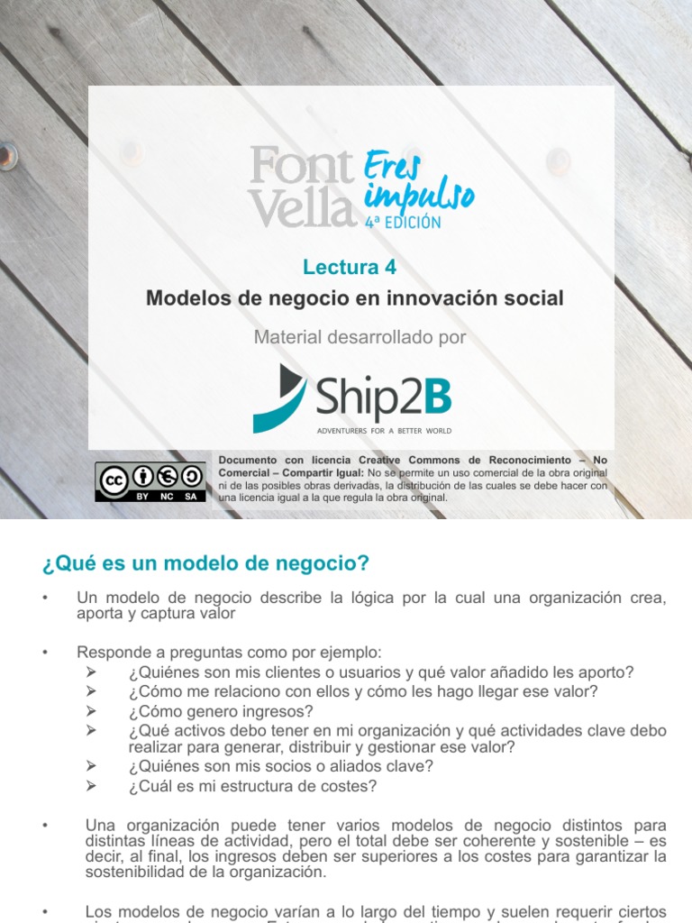 Modelos de Negocio en Innovación Social | PDF | Modelo de negocio ...