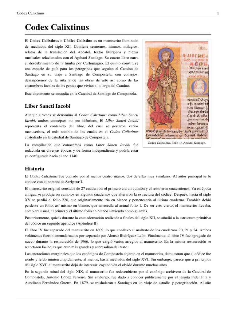 Estudio del Codex Calixtinus y su historia | PDF | Papa ...