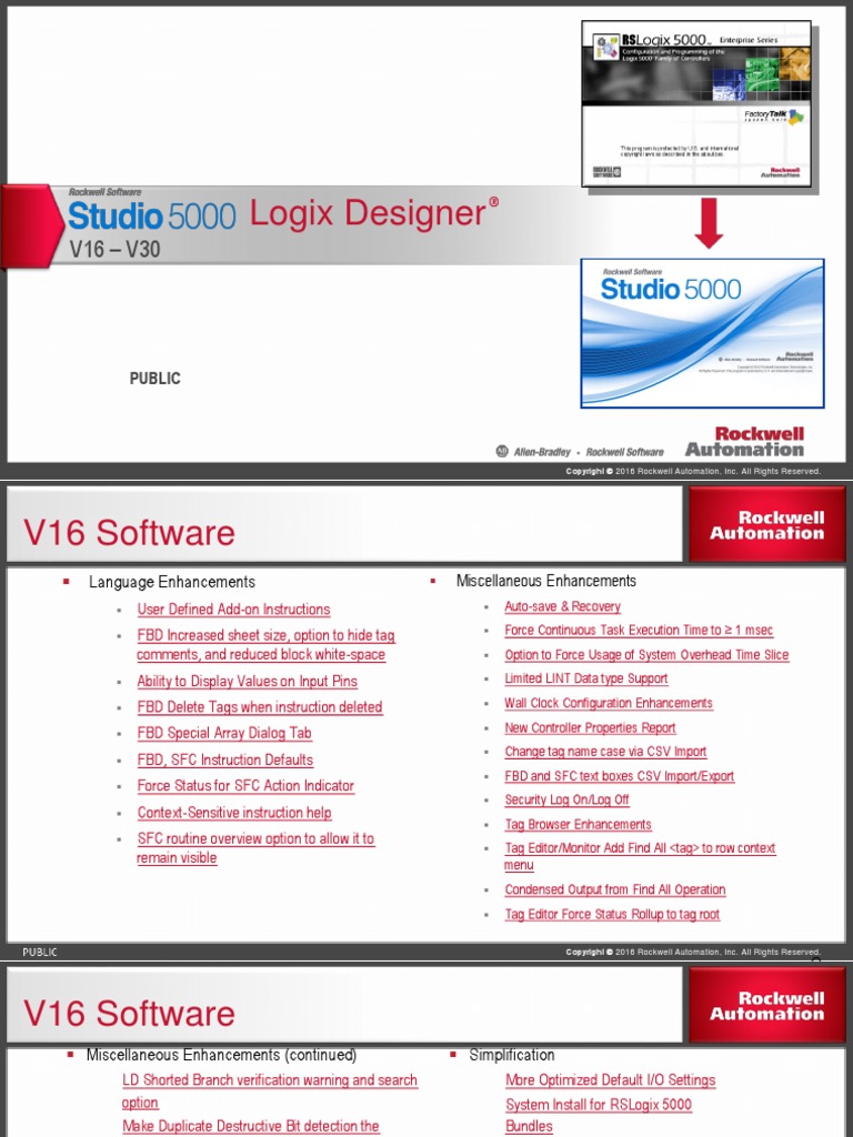 RSLogix 5000 Studio 5000 Features v16 v30 | PDF | Windows 8 | Microsoft  Windows
