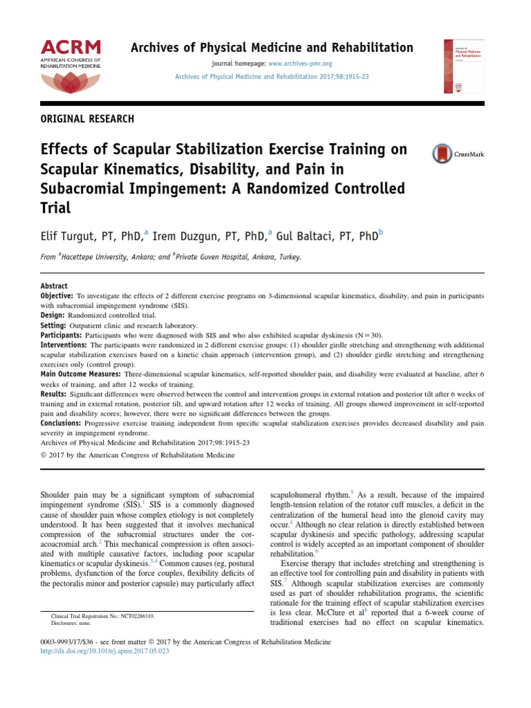 Effects of Scapular Stabilization Exercise Training On | PDF | Shoulder ...