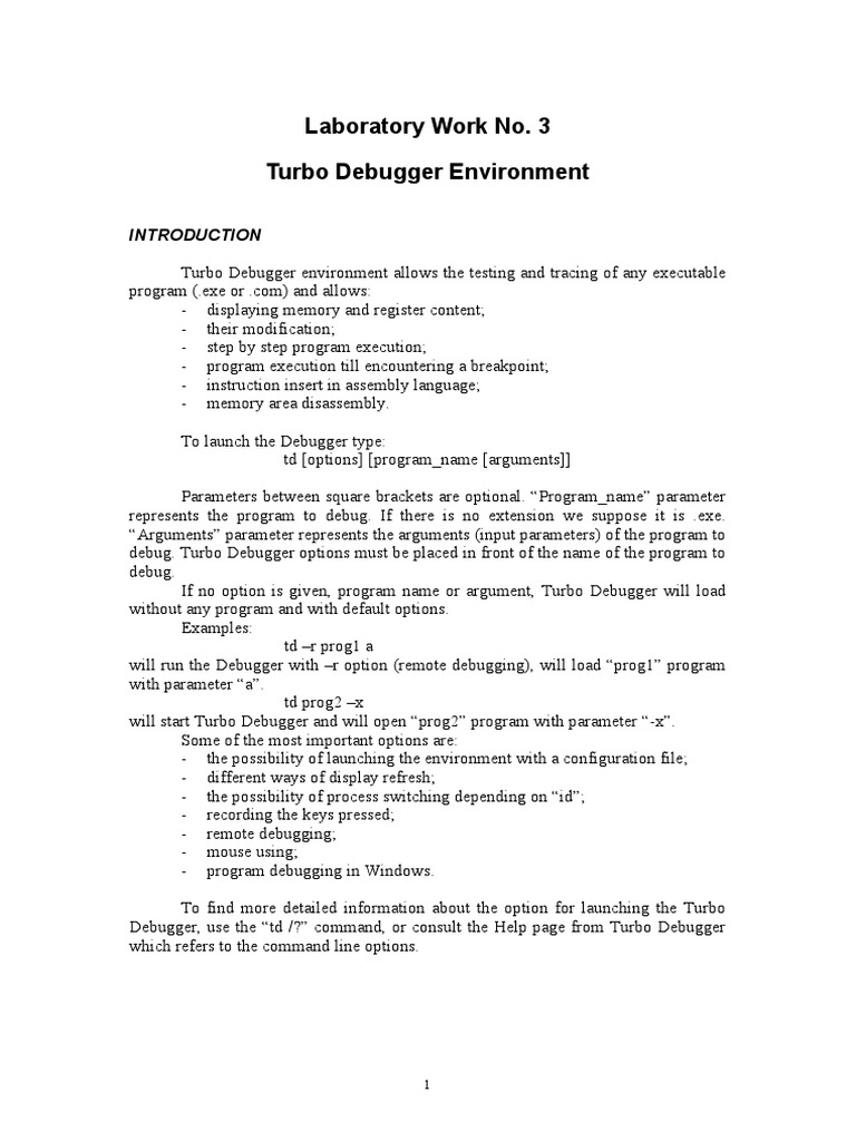 Turbo Debugger Guide & Features | PDF | Computer Program | Programming