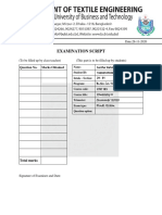 Examination Script: Question No. Marks Obtained