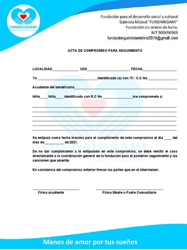 Acta de Compromiso para Seguimiento | PDF | Finanzas y dinero