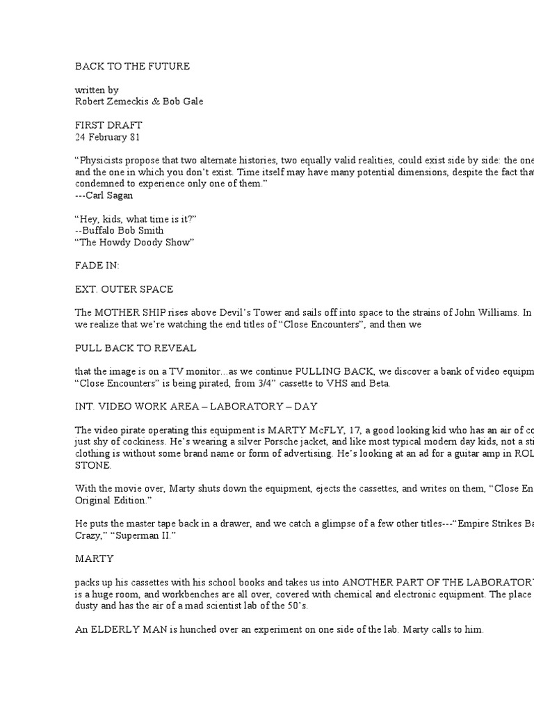 Back to the Future First Draft Script | PDF | Nature