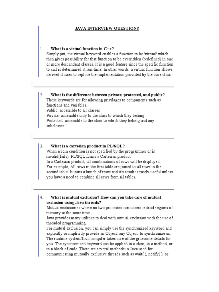 Java Interview Questions | PDF | Class (Computer Programming) | Method ...