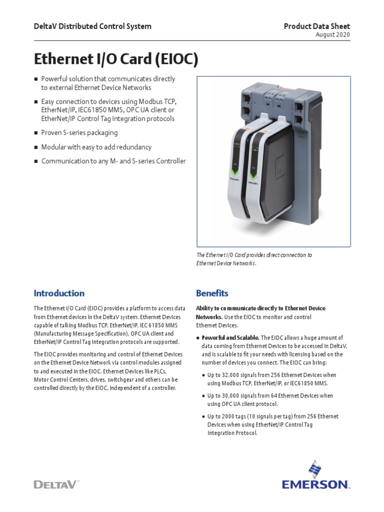 Product Data Sheet I o Card Deltav en 57652 PDF