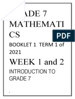 Grade 7 Mathematics Booklet 1