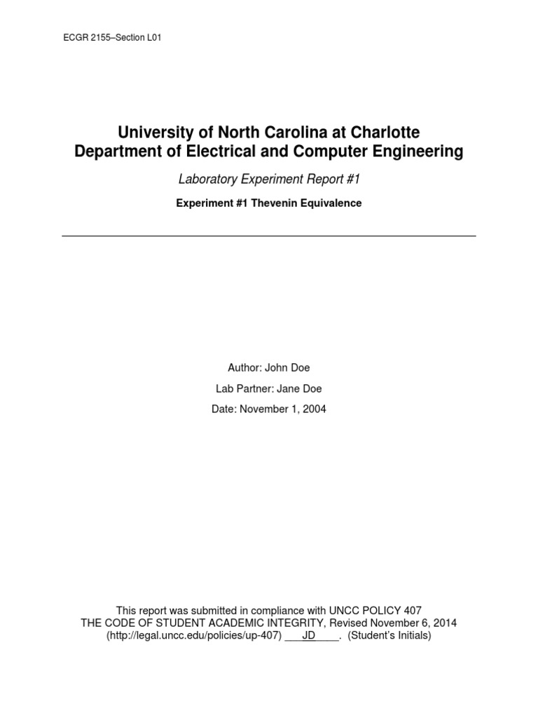 Ece Undergraduate Laboratory Example Report | PDF | Electrical Network ...