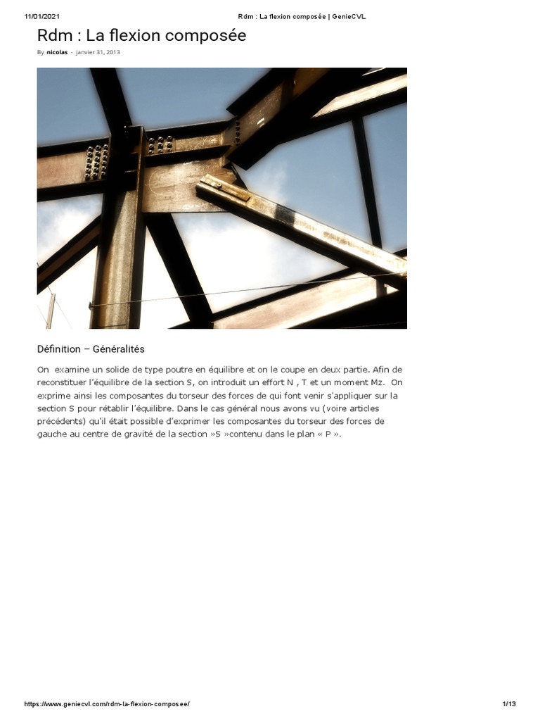 Flexion Composée en RDM: Concepts Clés | PDF | Flexion (matériau ...