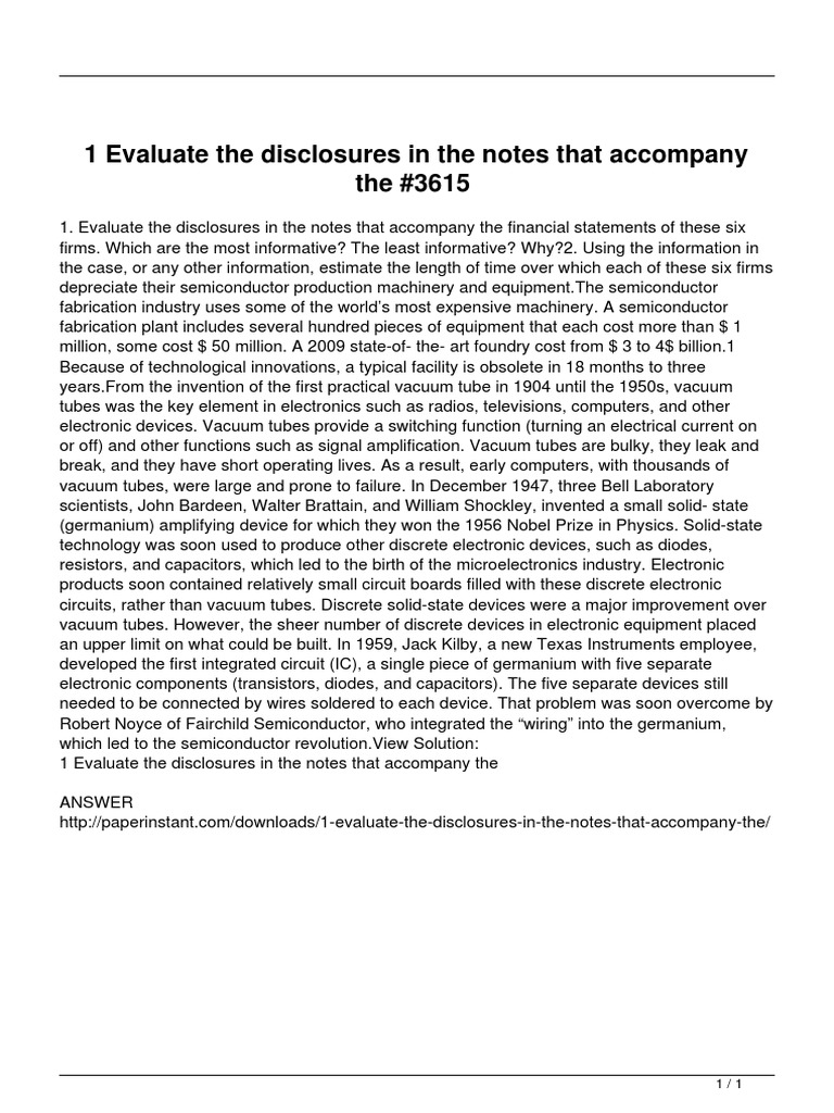 Semiconductor Financial Disclosure Analysis | PDF | Semiconductors ...