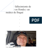 Luto Por Fallecimiento de Bombero en Honda y Un Médico de Ibagué