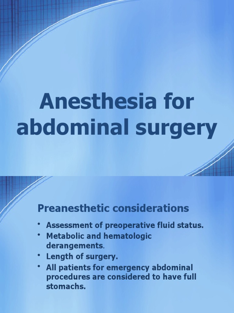 8.anesthesia For Abdominal Surgery PDF Anesthesia Surgery