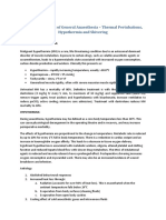 20) Complications of General Anaesthesia - Thermal Pertubations, Hypothermia and Shivering