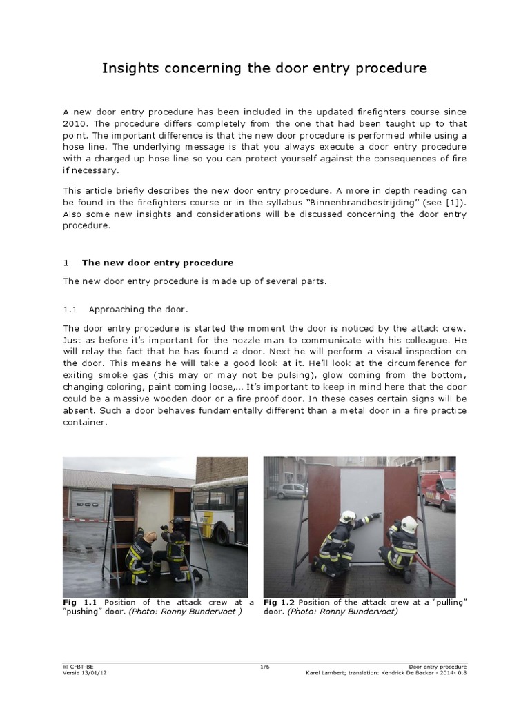 Insights Concerning The Door Entry Procedure PDF Door Firefighter