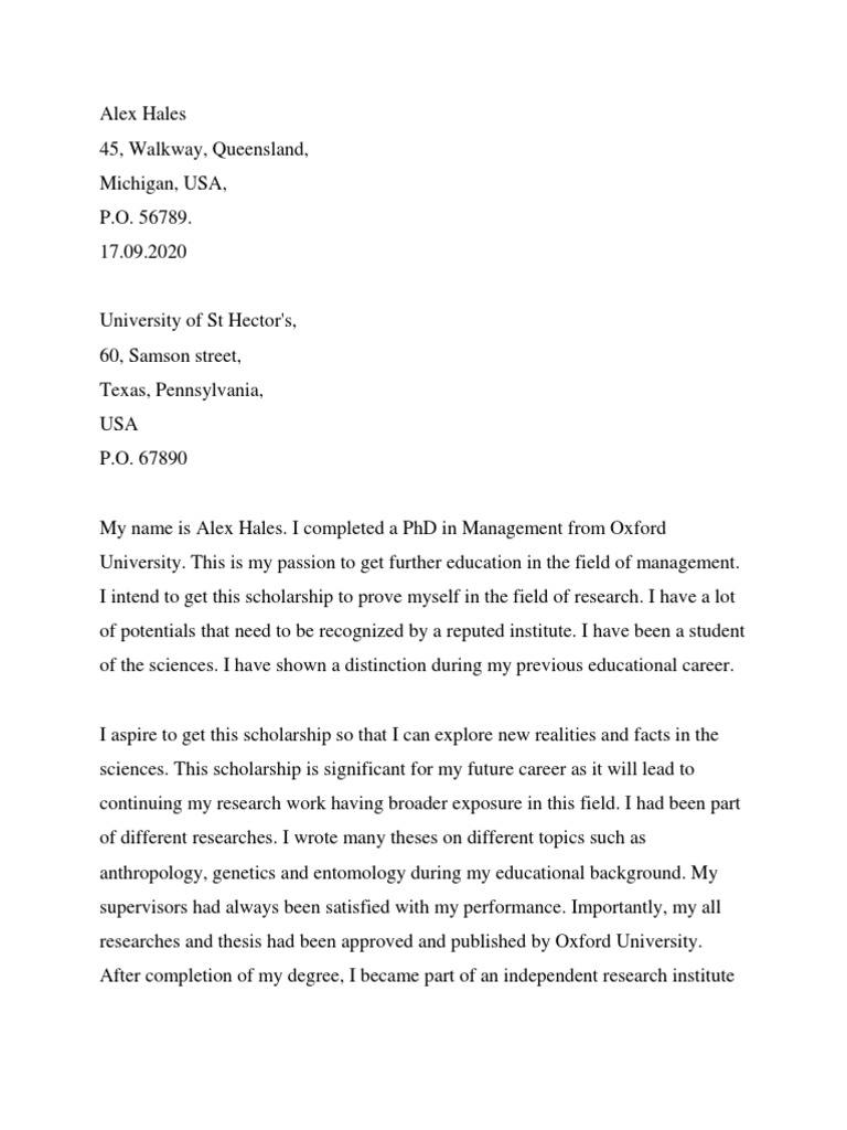 what is motivation letter for phd