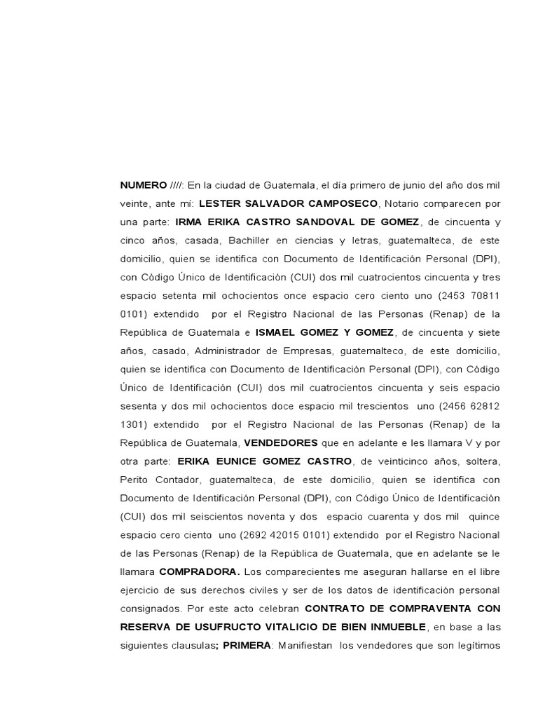 Contrato de Compraventa en Guatemala | PDF | Guatemala