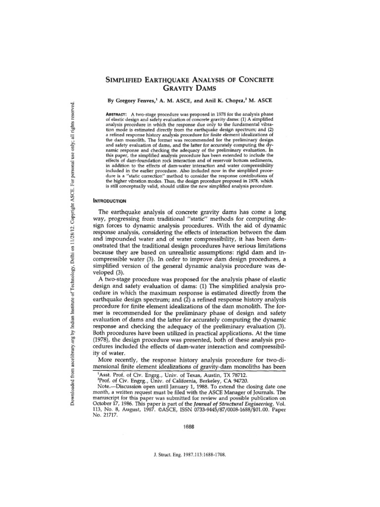 Simplified Earthquake Analysis of Concrete Gravity Dam | PDF
