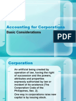 Accounting For Corporations: Basic Considerations