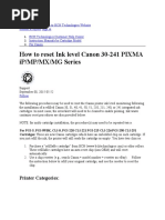 How To Reset Ink Level Canon 30-241 PIXMA iP/MP/MX/MG Series