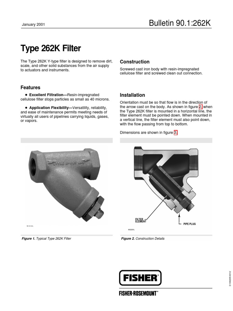 Type 262K Filter | PDF | Filtration | Pipe (Fluid Conveyance)