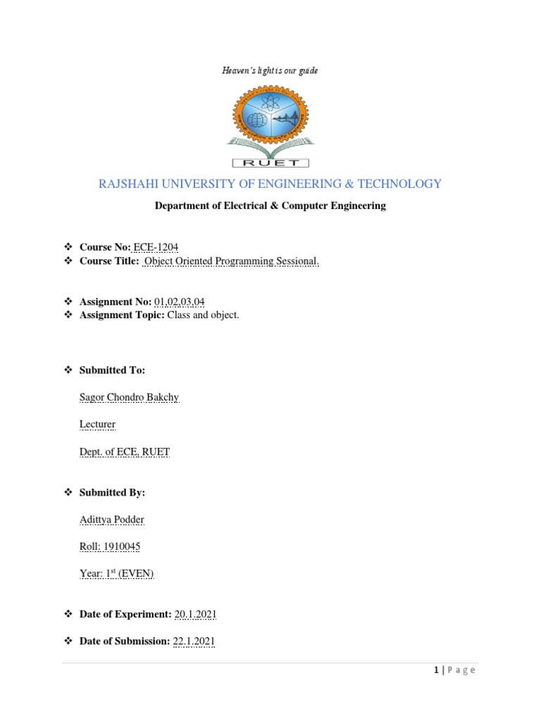Object Oriented Programming Assignments | PDF | Software Development ...