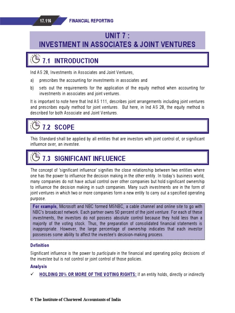 Unit 7: Investment in Associates & Joint Ventures: Financial Reporting ...