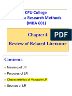 CPU College Business Research Methods (MBA 601) (ACFN 628) : Review of Related Literature