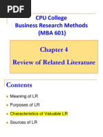 CPU College Business Research Methods (MBA 601) (ACFN 628) : Review of Related Literature